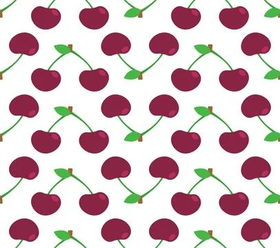 Cherry pattern seamless. Cherries background. Ornament of kids fabric Illustrazione stock