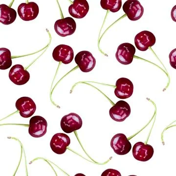 Cherry pattern seamless. Red berry background texture Stock Photos