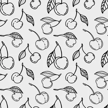 Cherry pattern on seamless textile design for fabric wrapping and packaging Stock Illustration