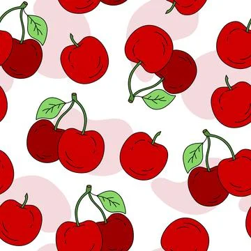 Cherry Pattern seamless on white background Vector Illustrazione stock