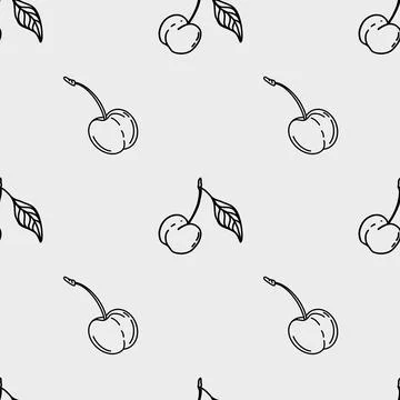 Cherry pattern textile design for fabric and packaging projects in a seamle.. Illustrazione stock