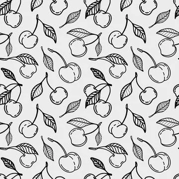 Cherry pattern textile design ideal for fabric and wrapping paper Stock Illustration