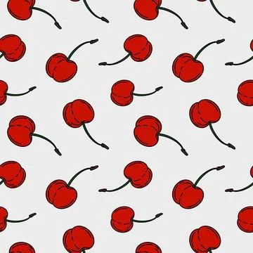 Cherry pattern textile design with seamless repeat for various wrapping app.. Stock Illustration