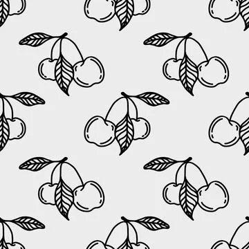 Cherry pattern textile design with seamless repeat for wrapping and packaging Stock Illustration