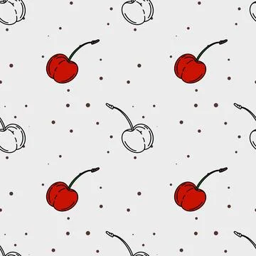 Cherry pattern textile design for wrapping and packaging Stock Illustration
