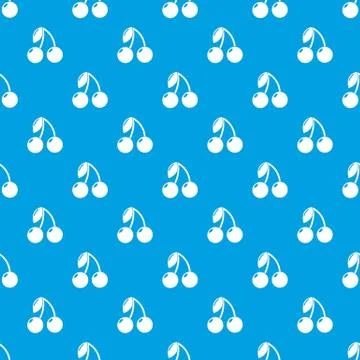 Cherry pattern vector seamless blue Stock Illustration