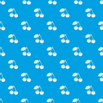 Cherry pattern vector seamless blue Stock Illustration