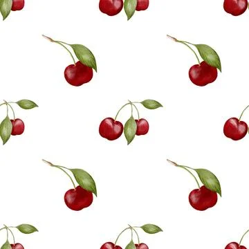 Cherry pattern in watercolor design for textile and packaging applications Stock Illustration