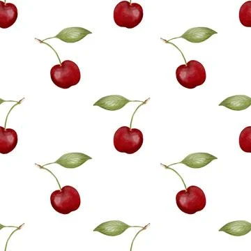 Cherry pattern in watercolor for textile and packaging design Stock-Illustration