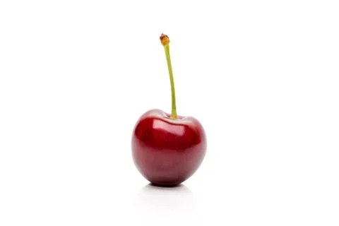 Cherry on a peduncle isolated on a white background Stock Photos