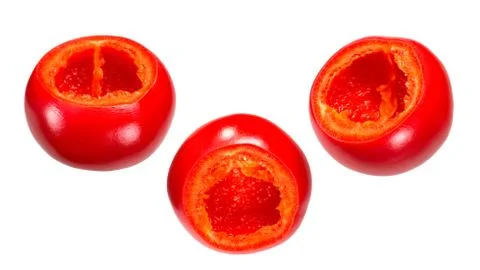 Cherry peppers ready for stuffing, paths Stock Photos