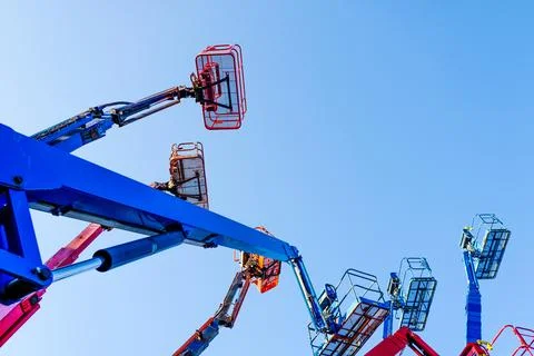 Cherry picker cranes Fotos Stock