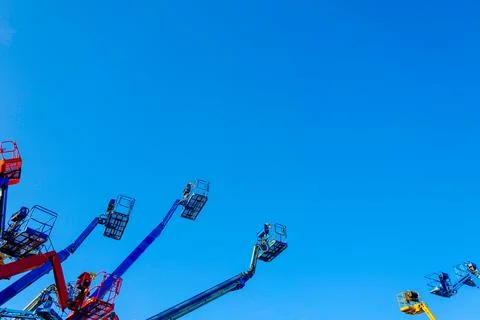Cherry picker cranes Fotos Stock