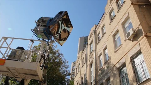 Cherry Picker Film Set Light Stock Footage 105466982