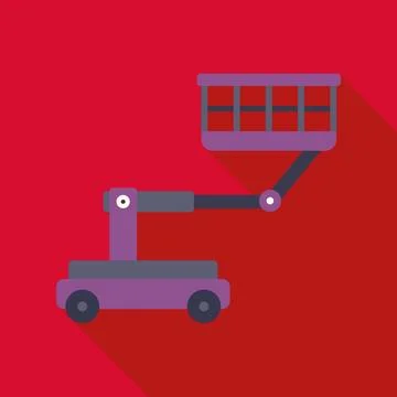 Cherry picker lift platform on red background Ilustración de archivo