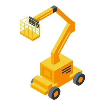 Cherry picker lifting platform on wheels for construction and maintenance Stock Illustration