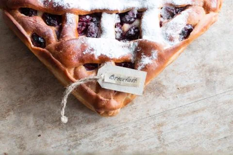 Cherry pie, breakfast Stock Photos