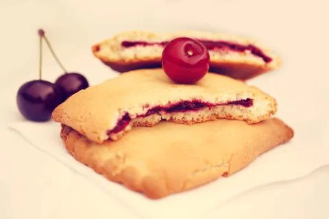 Cherry pie cookie soft selective focus Stock Photos