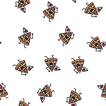 Cherry pie dessert character vector seamless pattern Stock Illustration