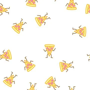 Cherry pie dessert character vector seamless pattern Stock Illustration