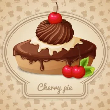 Cherry pie emblem Stock Illustration