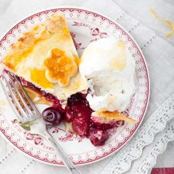 Cherry pie homemade on a white background Stock Photos