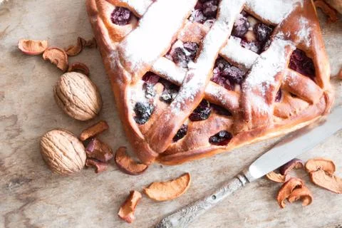 Cherry pie with lattice top Stock Photos