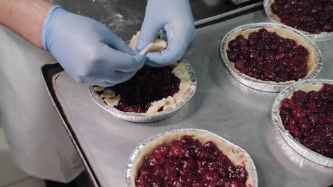 Cherry Pie Preparation. Secrets to Baking. Bakery production. Stock Footage 321691816