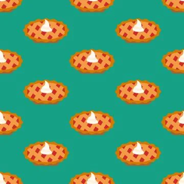 Cherry pie seamless pattern Stock Illustration
