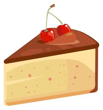 Cherry pie slice cartoon icon. Cake piece Stock Illustration