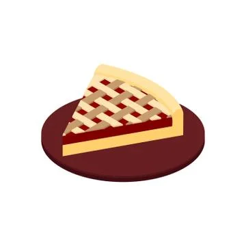 Cherry pie slice isometric icon. Illustrazione stock
