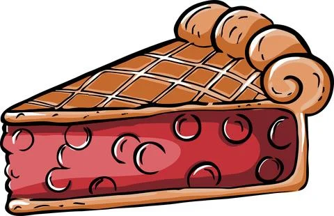 Cherry pie slice. Vector illustration flat icon isolated on white background. Stock Illustration