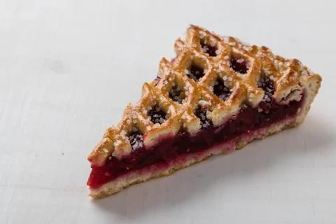 Cherry pie on table Stock Photos