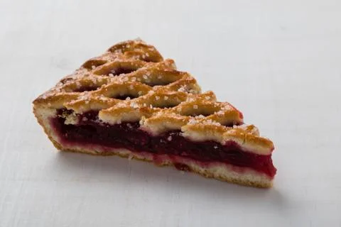 Cherry pie on table Stock Photos