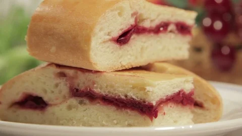 Cherry pie on the white plate Stock Footage 70284473