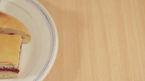 Cherry pie on the white plate Stock Footage 70284615