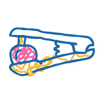 Cherry pitting press icon doodle illustration Illustrazione stock
