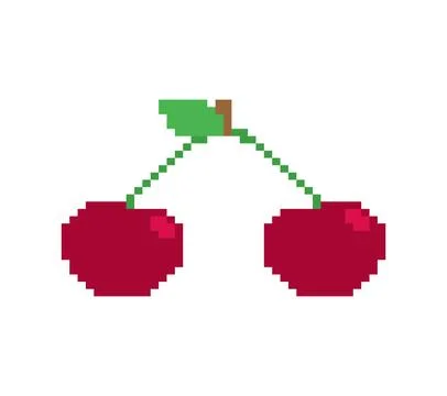 Cherry pixel art. Cherries 8 bit. pixelated Vector illustration 스톡 일러스트