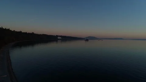 Cherry Point, Washington Coast Panning Sunset shot Stock Footage 126419458
