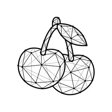 Cherry polygonal icon isolated on white background. Fruit low poly vector ill Stock Illustration