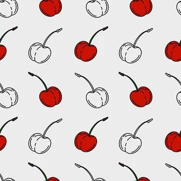 Cherry print pattern on textile fabric ideal for packaging and wrapping Stock Illustration