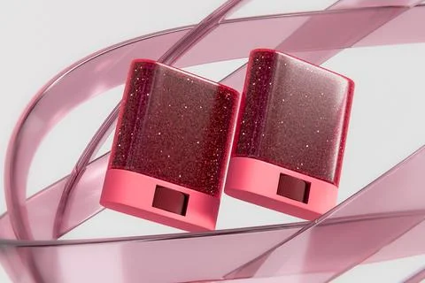 Cherry red blush stick mockup, mini-size twist-up tube cosmetic packaging Stock Illustration