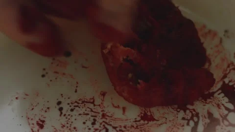 Cherry red pigment mixed through dough by hand Stock Footage 342128151