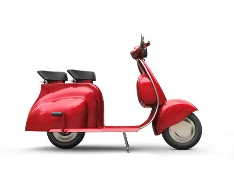 Cherry red vintage scooter - side view Stock Illustration