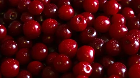 Cherry rotates in the dish. Stock Footage 68997045