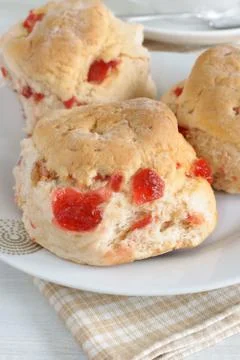 Cherry scones Stock Photos