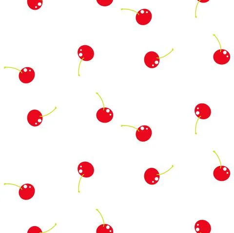 Cherry seamless fruit vector pattern. Berry background for print. Illustrazione stock