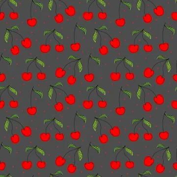Cherry seamless pattern background. Vector illustration. Stock Illustration