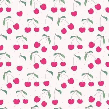 Cherry seamless pattern background. Vector illustration. Stock Illustration
