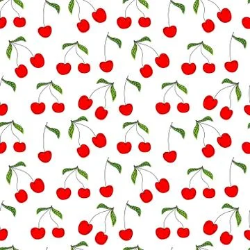 Cherry seamless pattern background. Vector illustration. 스톡 일러스트